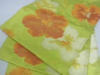 平和屋着物■六通柄袋帯 草花文 金糸 逸品 ar4441