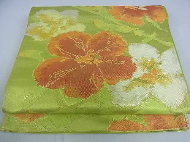 平和屋着物■六通柄袋帯 草花文 金糸 逸品 ar4441