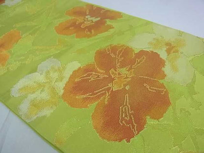 平和屋着物■六通柄袋帯 草花文 金糸 逸品 ar4441