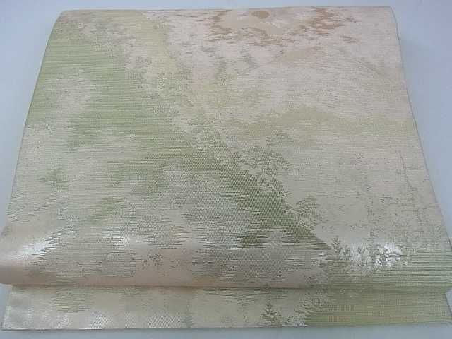 平和屋着物■六通柄袋帯 重ね山風景文 金糸 引箔 逸品 ar4562