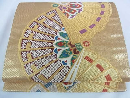 平和屋着物■六通柄袋帯 扇正倉院花文 金銀糸 逸品 ar4615