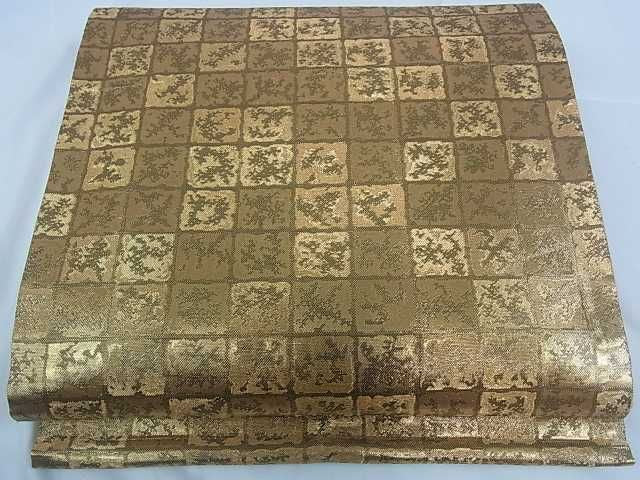 平和屋着物■六通柄袋帯 市松柄文様 金糸 逸品 ar4623