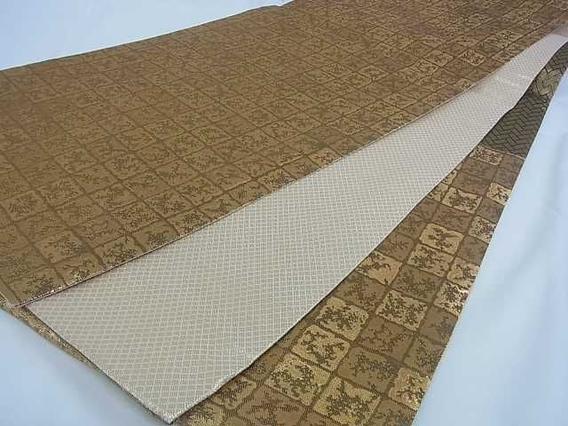 平和屋着物■六通柄袋帯 市松柄文様 金糸 逸品 ar4623