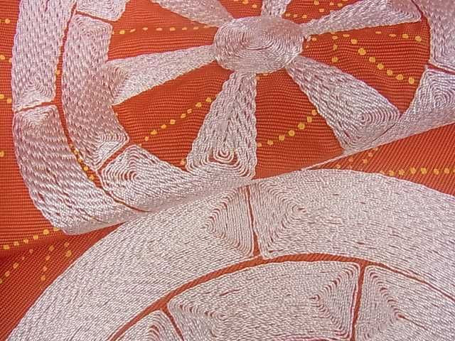 平和屋着物■九寸名古屋帯 刺繍 源氏車文 逸品 ar5250