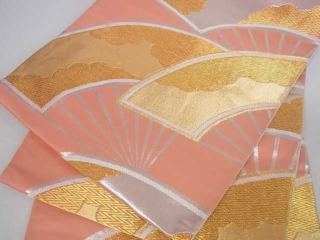 平和屋着物■両面六通柄袋帯 扇文 金銀糸 逸品 ar5271