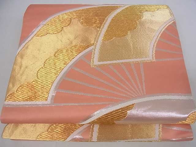 平和屋着物■両面六通柄袋帯 扇文 金銀糸 逸品 ar5271