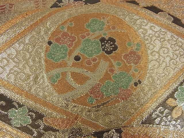 平和屋着物■佐賀錦 六通柄袋帯 風景扇吉祥花文 金糸 逸品 ar5272