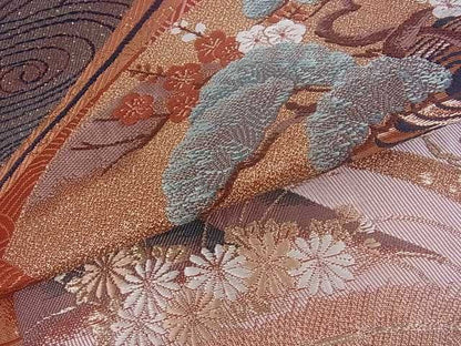 平和屋着物■六通柄袋帯 九百錦 聖風雅扇文 金糸 逸品 ar5275