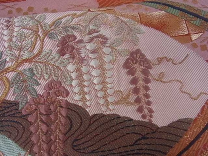 平和屋着物■六通柄袋帯 九百錦 聖風雅扇文 金糸 逸品 ar5275
