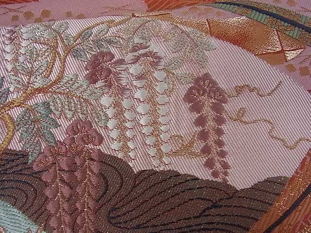平和屋着物■六通柄袋帯 九百錦 聖風雅扇文 金糸 逸品 ar5275
