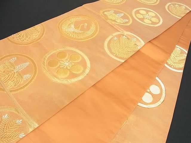 平和屋着物■六通柄袋帯　吉祥鶴丸文　金糸　逸品　az3545