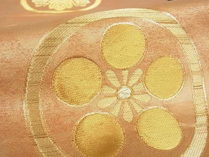 平和屋着物■六通柄袋帯　吉祥鶴丸文　金糸　逸品　az3545