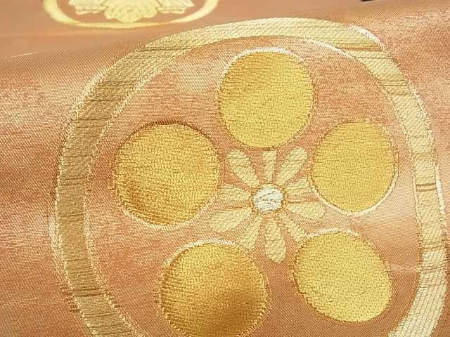 平和屋着物■六通柄袋帯　吉祥鶴丸文　金糸　逸品　az3545