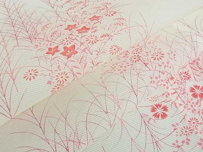 平和屋着物■夏物　小紋　絽　秋草文　洗える着物　az4037