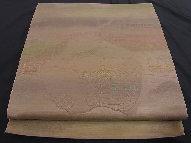 平和屋着物■西陣の名門織元 いづくら謹製 六通柄京袋帯 風景文 A-az4602