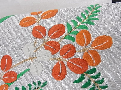 平和屋着物■六通柄袋帯 唐織 草花文 金銀糸 正絹 逸品 A-az4833