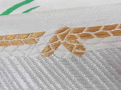 平和屋着物■六通柄袋帯 唐織 草花文 金銀糸 正絹 逸品 A-az4833