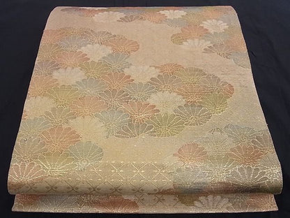 平和屋着物■佐賀錦 六通柄袋帯 七彩錦 草花文 金糸 正絹 逸品 A-az4840