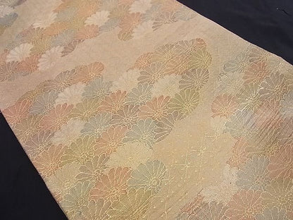 平和屋着物■佐賀錦 六通柄袋帯 七彩錦 草花文 金糸 正絹 逸品 A-az4840