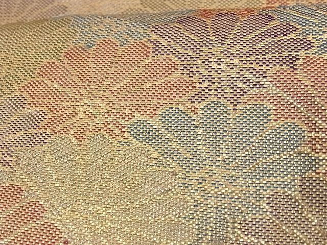 平和屋着物■佐賀錦 六通柄袋帯 七彩錦 草花文 金糸 正絹 逸品 A-az4840