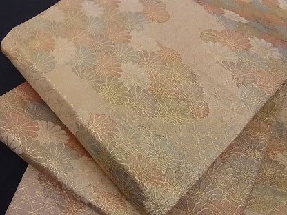 平和屋着物■佐賀錦 六通柄袋帯 七彩錦 草花文 金糸 正絹 逸品 A-az4840