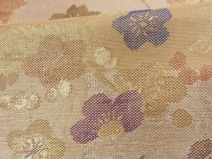 平和屋着物■佐賀錦 六通柄袋帯 草花文 金糸 正絹 逸品 A-az4843