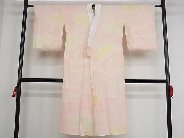 平和屋着物■長襦袢　袷　雲取り飛鶴地紋　暈し染め　正絹　逸品　B-np8490