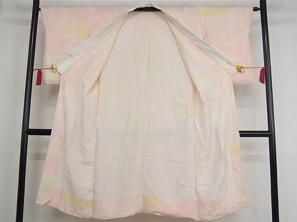 平和屋着物■長襦袢　袷　雲取り飛鶴地紋　暈し染め　正絹　逸品　B-np8490