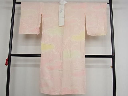 平和屋着物■長襦袢　袷　雲取り飛鶴地紋　暈し染め　正絹　逸品　B-np8490