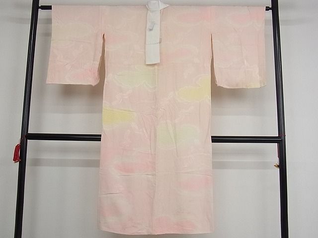 平和屋着物■長襦袢　袷　雲取り飛鶴地紋　暈し染め　正絹　逸品　B-np8490
