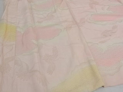 平和屋着物■長襦袢　袷　雲取り飛鶴地紋　暈し染め　正絹　逸品　B-np8490
