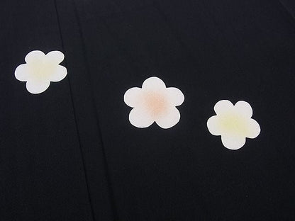 平和屋本店■銀座　志ま亀　小紋　舞花文　黒地　畳紙付き　逸品　BAAA3011zb4 - 平和屋
