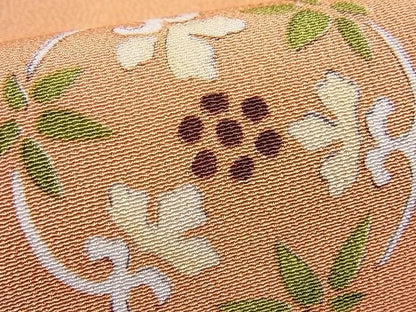 平和屋本店■極上　銀座　志ま亀　小紋　手描き　更紗花丸文　赤朽葉色地　畳紙付き　逸品　未使用　BAAA3144zb4 - 平和屋