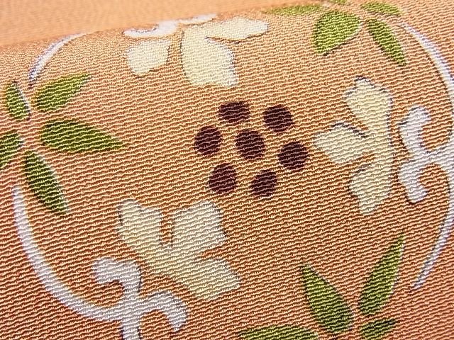 平和屋本店■極上　銀座　志ま亀　小紋　手描き　更紗花丸文　赤朽葉色地　畳紙付き　逸品　未使用　BAAA3144zb4 - 平和屋