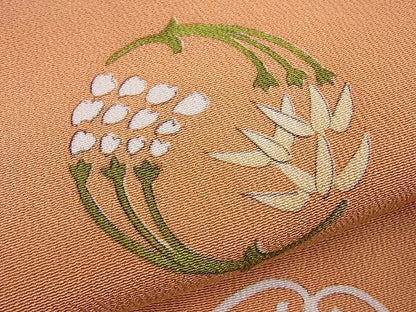 平和屋本店■極上　銀座　志ま亀　小紋　手描き　更紗花丸文　赤朽葉色地　畳紙付き　逸品　未使用　BAAA3144zb4 - 平和屋