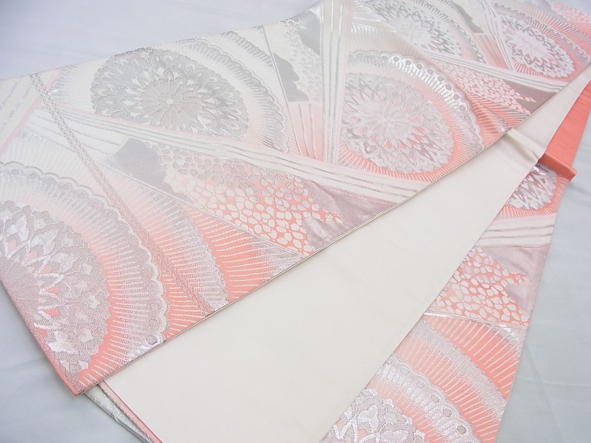平和屋着物◎六通柄袋帯 唐織 正倉院花文 銀糸 逸品 BAAF5310th