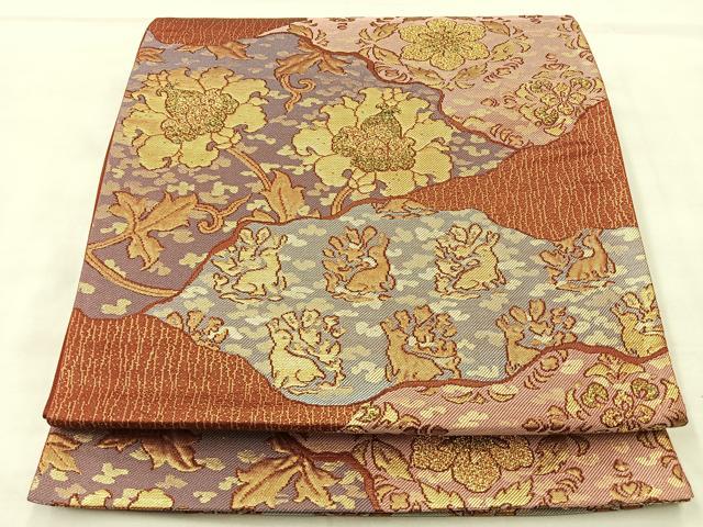 平和屋着物◎西陣 六通柄袋帯 ふくれ織 道長名物裂 金糸 正絹 逸品 BAAK0616if