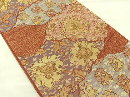 平和屋着物◎西陣 六通柄袋帯 ふくれ織 道長名物裂 金糸 正絹 逸品 BAAK0616if