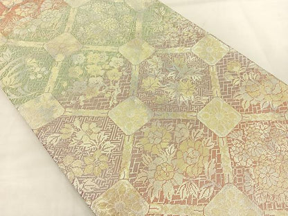 平和屋着物◎佐賀錦 六通柄袋帯 蜀江花文 金糸 正絹 逸品 BAAK0624if