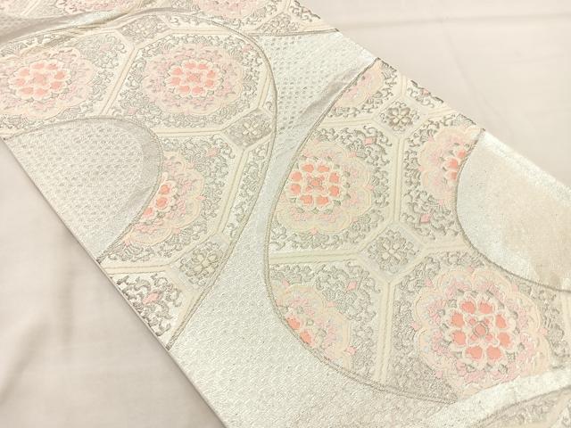 平和屋着物◎六通柄袋帯 唐織 蜀江正倉院文 銀糸 正絹 逸品 BAAK0632if