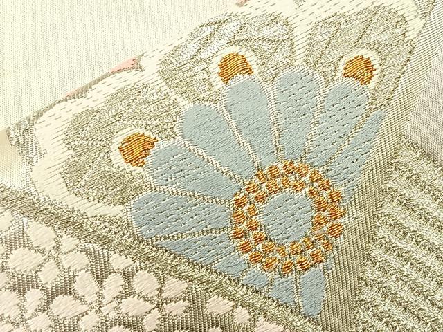 平和屋着物◎西陣 六通柄袋帯 唐織 正倉院花文 金銀糸 正絹 逸品 未仕立て BAAK0640if
