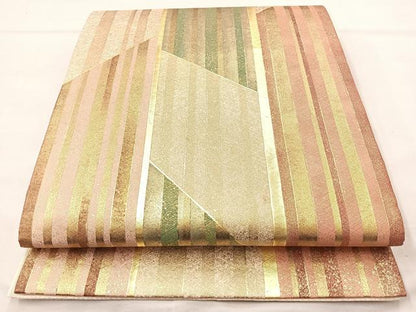 平和屋着物◎佐賀錦 六通太鼓柄袋帯 間道 金彩 正絹 逸品 BAAK0655if