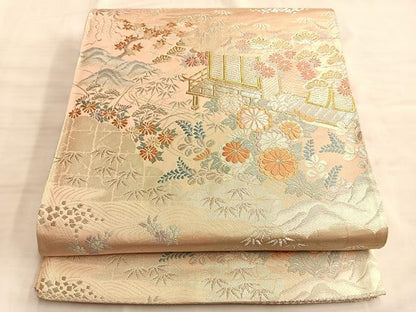 平和屋着物◎六通柄袋帯 唐織 御所解秋作問 金銀糸 正絹 逸品 BAAK1021du