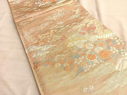 平和屋着物◎六通柄袋帯 唐織 御所解秋作問 金銀糸 正絹 逸品 BAAK1021du