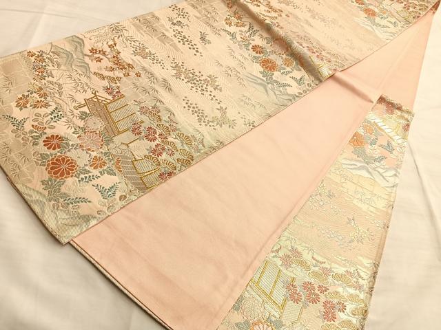 平和屋着物◎六通柄袋帯 唐織 御所解秋作問 金銀糸 正絹 逸品 BAAK1021du
