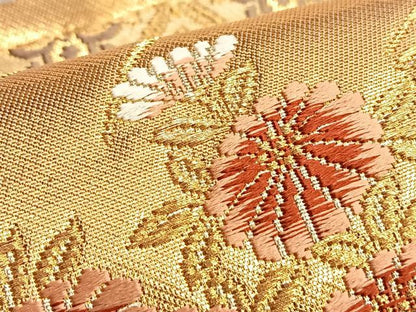 平和屋着物◎六通柄袋帯 唐織 あきくさもん 金糸 正絹 逸品 BAAK1048du
