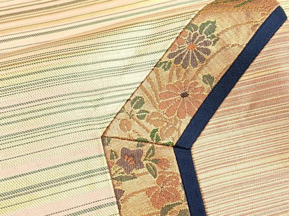 平和屋着物◎太鼓柄袋帯 切嵌 秋草間道 金糸 正絹 逸品 BAAK1062du