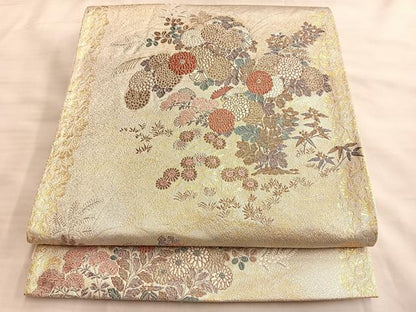 平和屋着物◎六通柄袋帯 唐織 燦彩秋華蒔絵 金銀糸 正絹 逸品 BAAK1064du