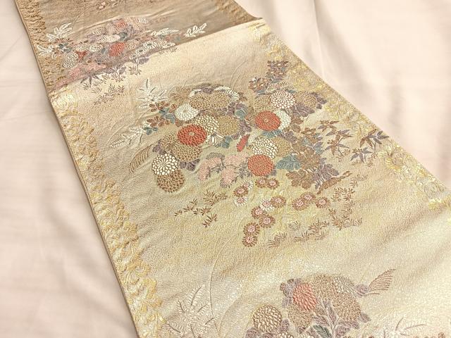 平和屋着物◎六通柄袋帯 唐織 燦彩秋華蒔絵 金銀糸 正絹 逸品 BAAK1064du