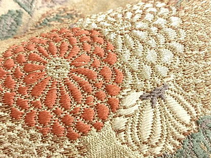 平和屋着物◎六通柄袋帯 唐織 燦彩秋華蒔絵 金銀糸 正絹 逸品 BAAK1064du